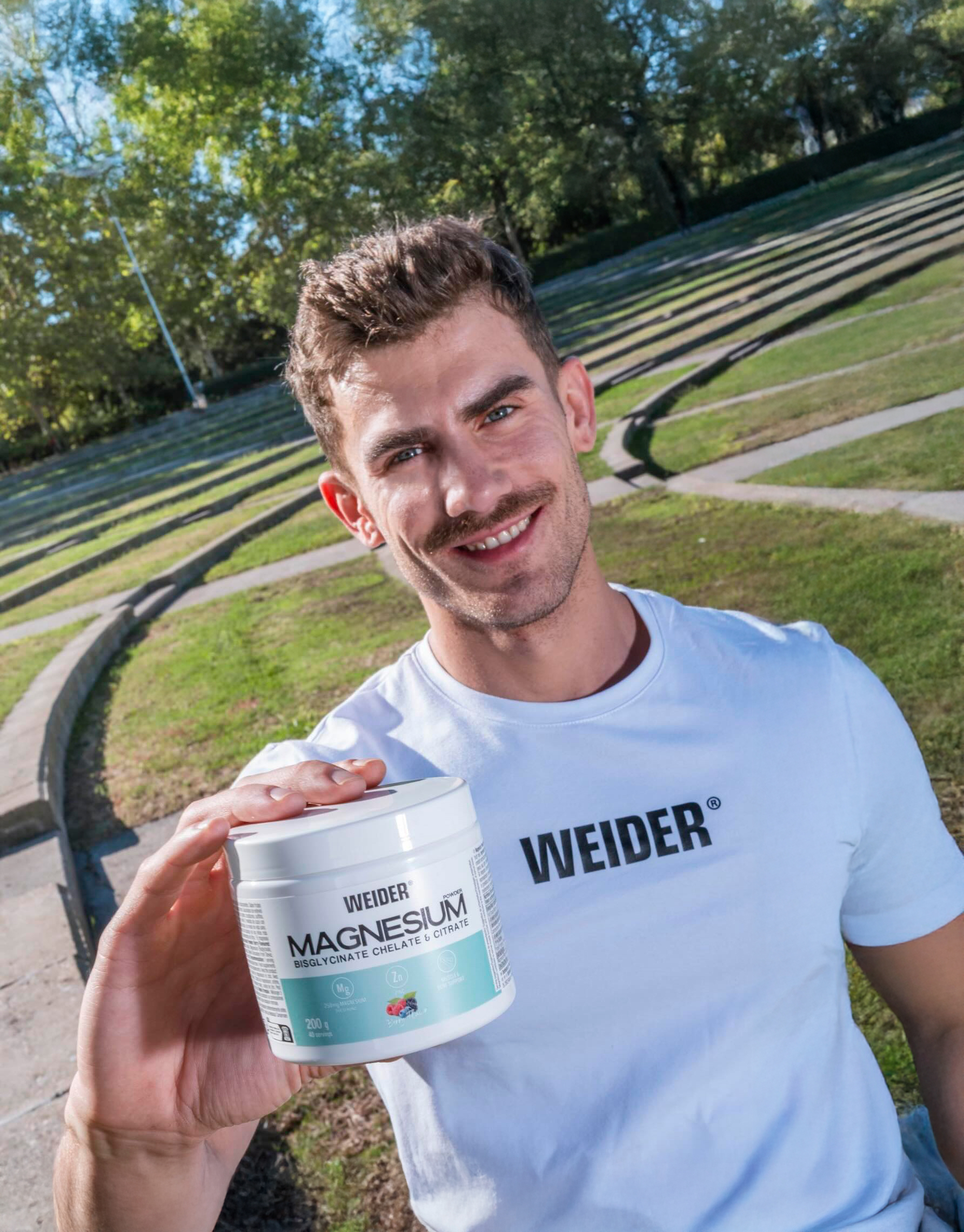 David T en shooting para la marca de nutrición deportiva WEIDER